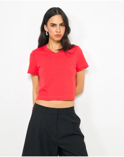 AERE - Cotton V-Neck T-Shirt
