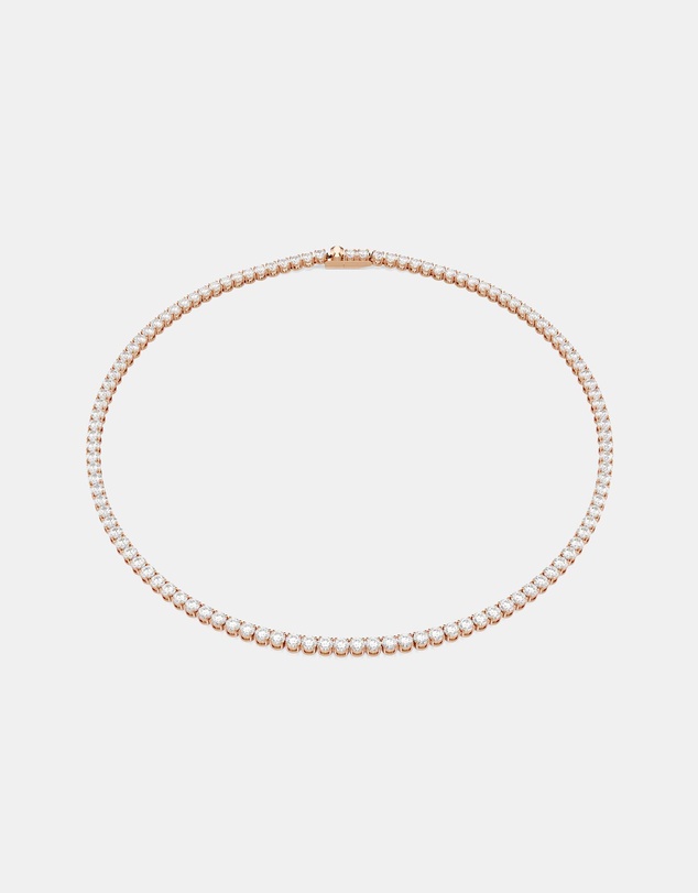 Swarovski - Matrix Tennis Necklace, Round Cut, White, 18K Rose Gold Finish