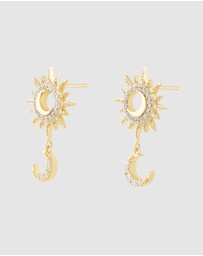 Wanderlust + Co - Sunlit Crescent Gold Drop Earrings