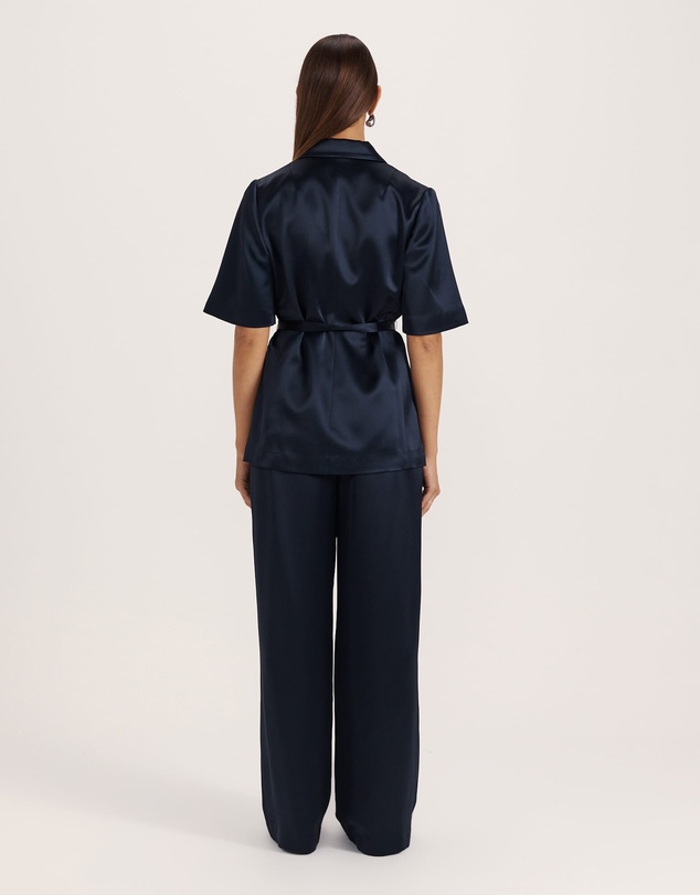 SABA - Sallee Satin Short Sleeve Belted Jacket