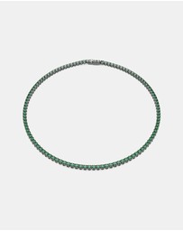 Swarovski - Matrix Tennis Necklace, Round Cut, Green, Ruthenium Plated