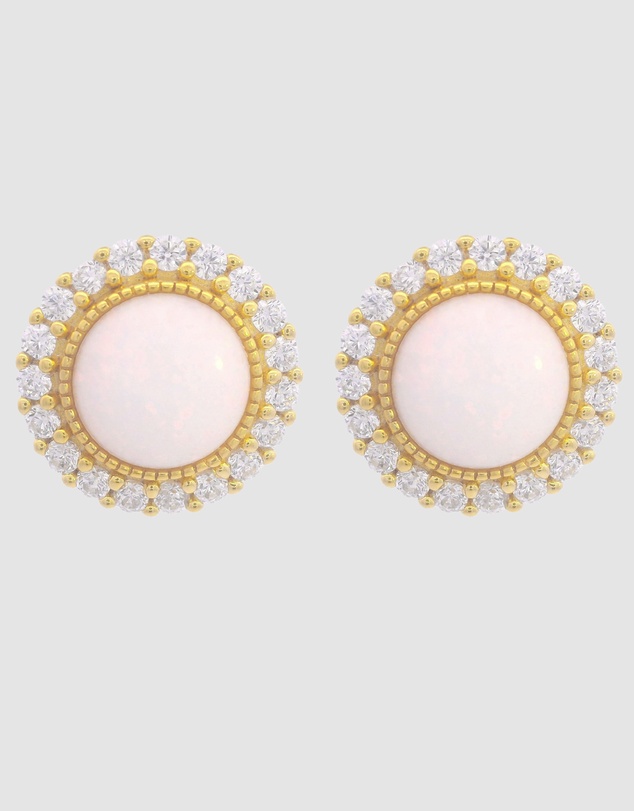 Georgini - Georgini Opal Glow Marrinawi White Created Opal Gold Earrings