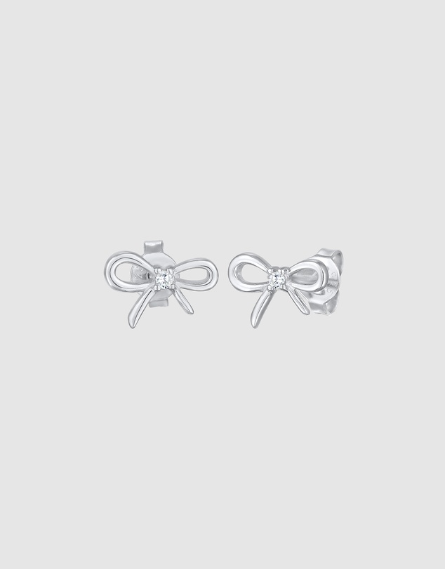 Elli Jewelry - Zirconia Bow Stud Earrings in 925 Silver