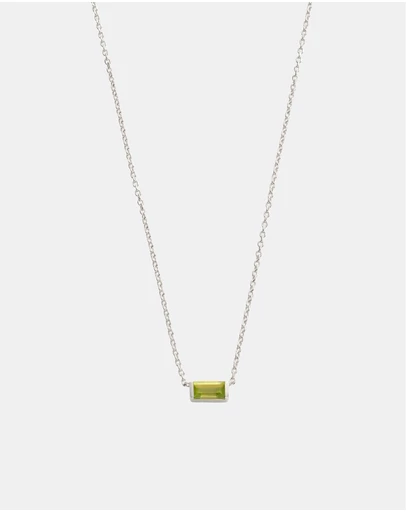 Kirstin Ash - Baguette Birthstone Necklace August Peridot