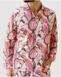 Sant And Abel - Men's Martinique® Pink Banana Leaf Long PJ Set