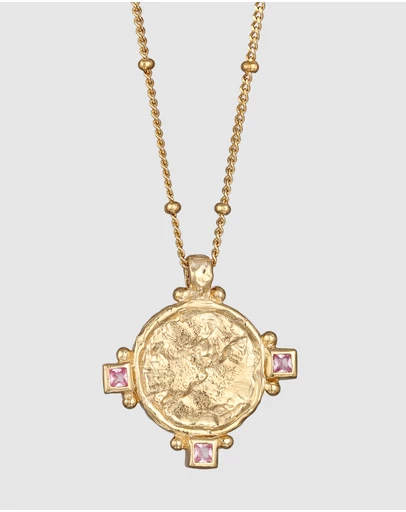 Haze & Glory - ICONIC EXCLUSIVE - Necklace Vintage Sapphire Coin 925 Sterling Silver Gold-Plated