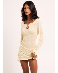 Subtitled - Olive Long Sleeve Sheer Dress