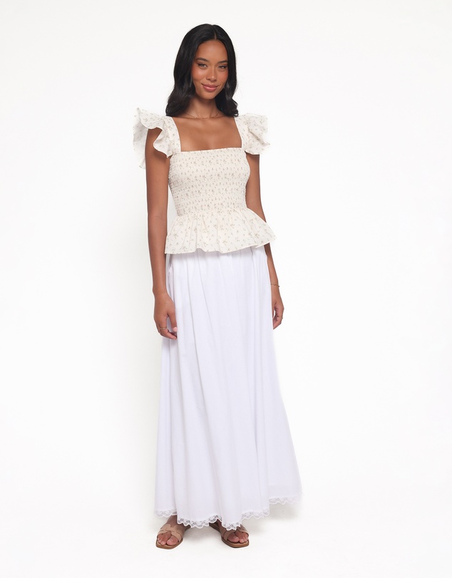 Petal & Pup - Remira Smocked Ruffle Top - White Betty