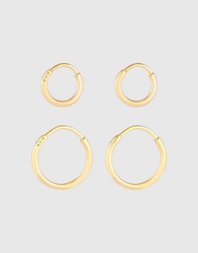 Kuzzoi - ICONIC EXCLUSIVE - Earrings Creole Set Duo Basic in 925 Sterling Silver Gold Plated