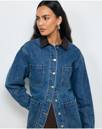 AERE - Denim Contrast Collar Jacket