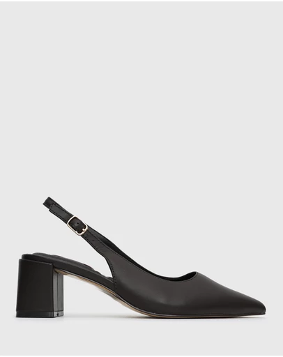 Betts - Wider Fit Kendra Leather Pointed Toe Slingback Pumps