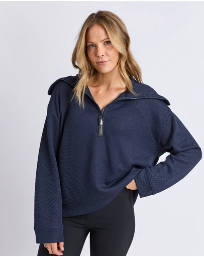 Foxwood - Huntsville Relaxed Zip Crew Navy