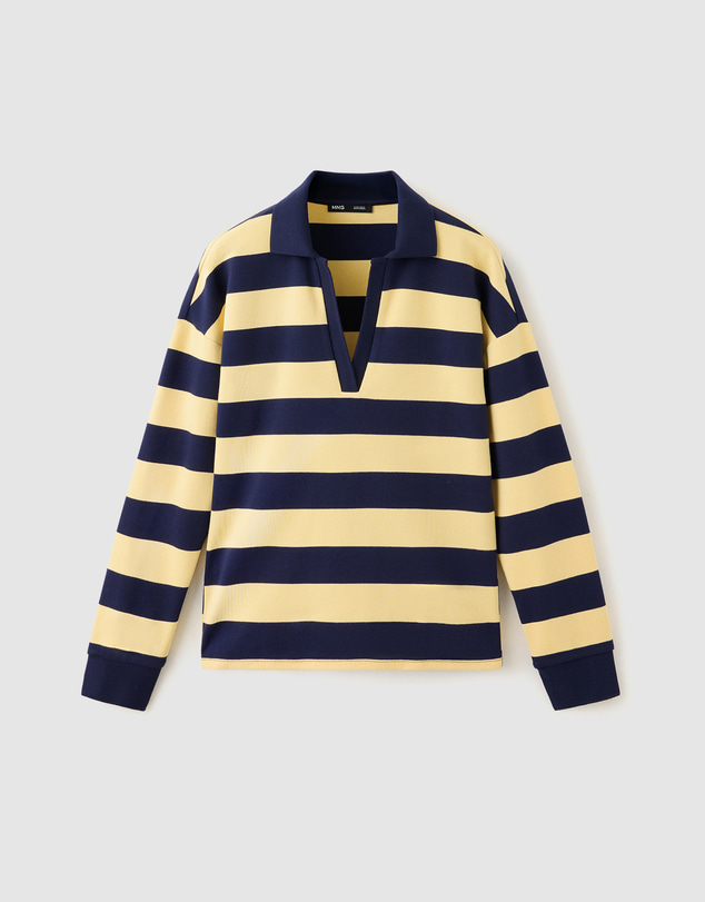 M.N.G - Striped Polo-Neck Sweater