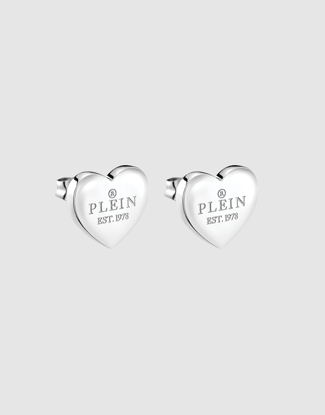 Philipp Plein - Philipp Plein Rocked Heart Silver-Tone Stud Earring