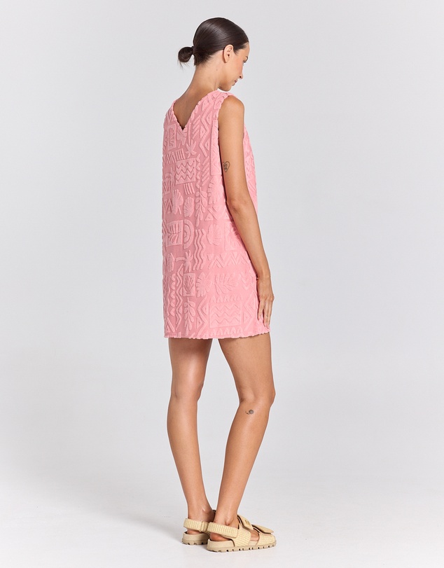 Poolside Paradiso - Mai Tai V Tunic Towelling Dress - Rose
