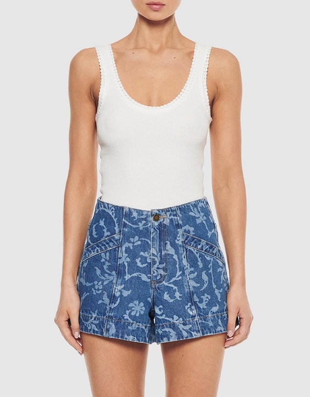 KIVARI - Laguna Printed Denim Shorts
