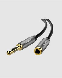 Ugreen - UGREEN 3.5mm Male to Female Audio Extension Cable – 3m Black Aluminum Alloy Tangle-Free