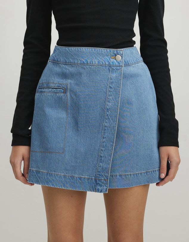 AERE - Remi Denim Wrap Skirt