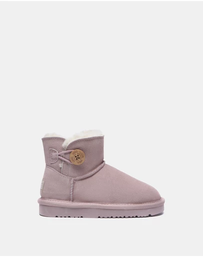 EVERAU - Australian Shepherd Ugg Nolan Kids Mini Button Cow Suede Upper UGG Boots