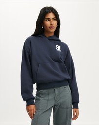 Cotton On - Graphic Boxy Fleece Hoodie