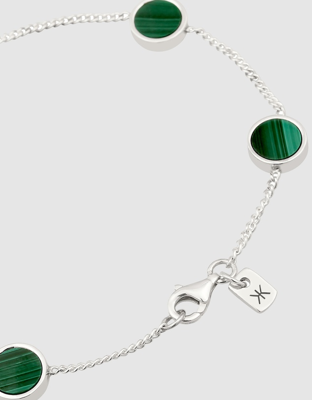 Kuzzoi - ICONIC EXCLUSIVE - Bracelet Male Circle Green Malachite 925 Sterling Silver