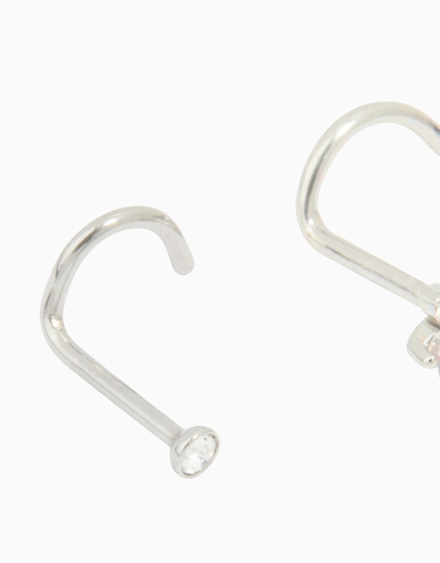 Lovisa - Surgical Steel Cubic Zirconia Floral & Classic Threadless Nose Studs 3-Pack