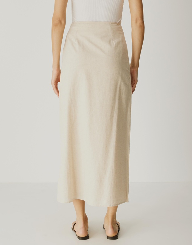 Atmos&Here - Alva Linen Blend Wrap Midi Skirt