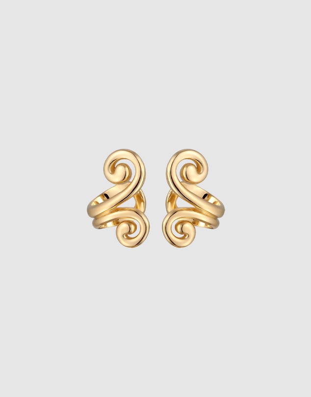 Elli Jewelry - Earrings Earcuff Spiral 925 Sterling Silver Gold-plated