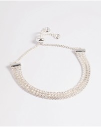 Lovisa - Cubic Zirconia Triple Row Cup Chain Toggle Tennis Bracelet