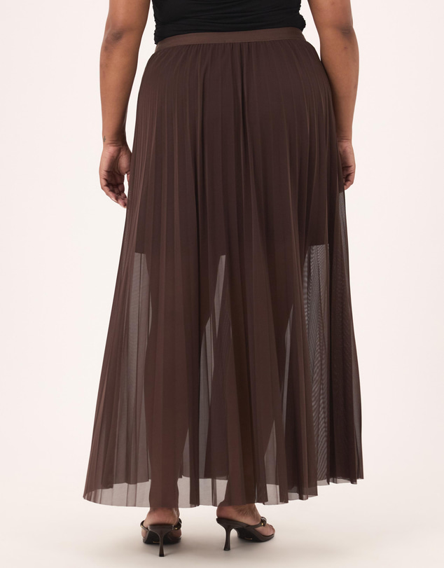 Atmos&Here Curvy - Bella Pleated Mesh Maxi Skirt