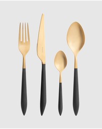 Bugatti - Ares Gold Plated 24-piece Cutlery Set - Black/Gold
