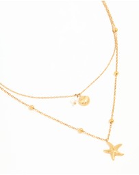Lovisa - Waterproof Gold Plated Stainless Steel Star & Shell Layered Necklace