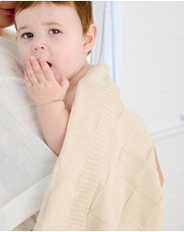 Living Textiles - Pram Knitted Blanket - Checkered Sand