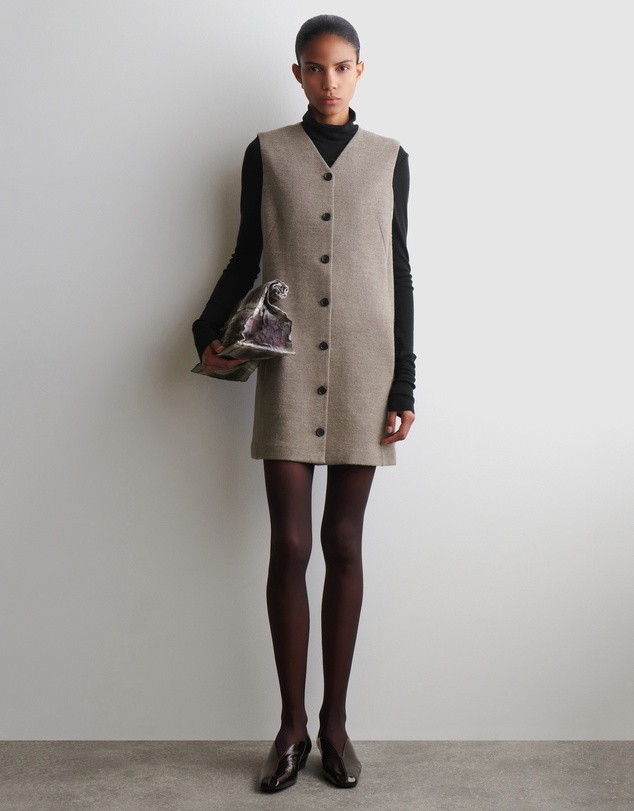 COS - Merino Wool Buttoned Shift Mini Dress
