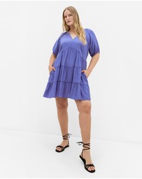 City Chic - Plus size Kara Tiered Mini Dress - amethyst