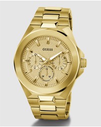 GUESS - Gold-Tone Multi-function Men's Watch with 46mm Champagne Dial