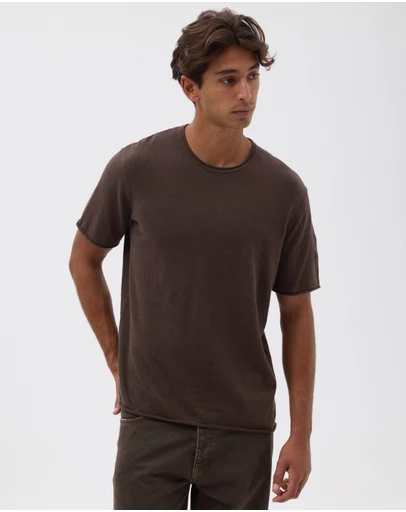 AERE - Linen Blend Rolled Hem Tee
