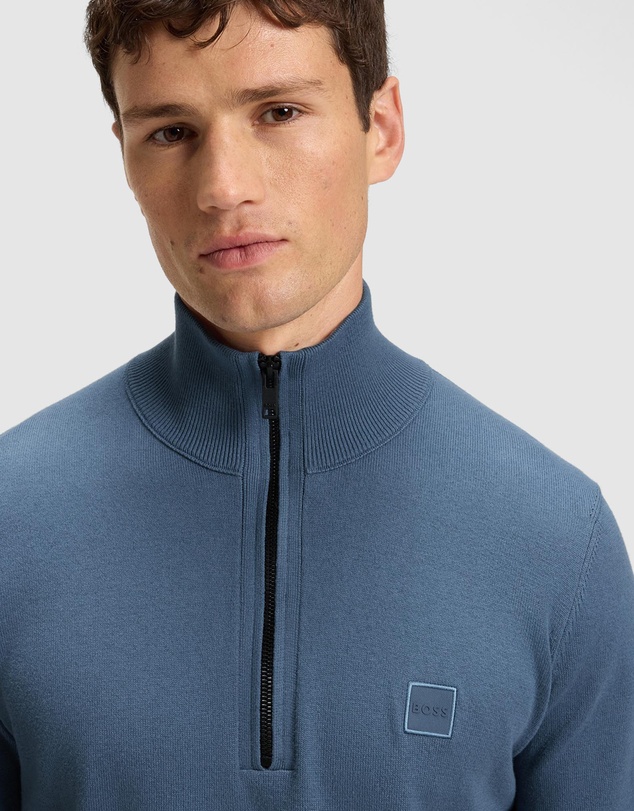 BOSS - Cotton-Cashmere Sweater With Zip Collar