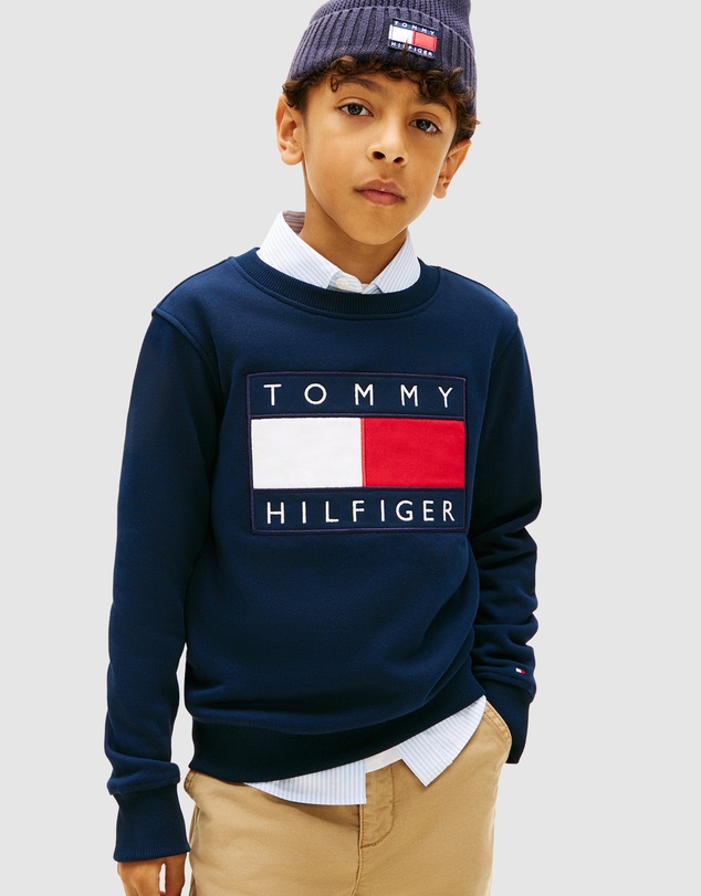 Tommy Hilfiger - Heritage Flag Applique Crew Neck Sweatshirt - Kids