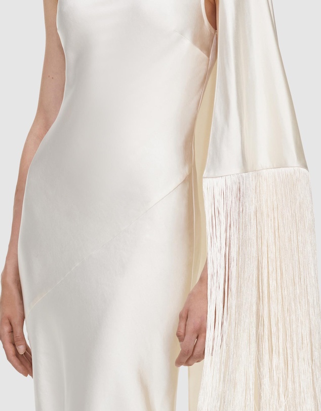 Self Portrait - Satin Fringed Maxi Dress
