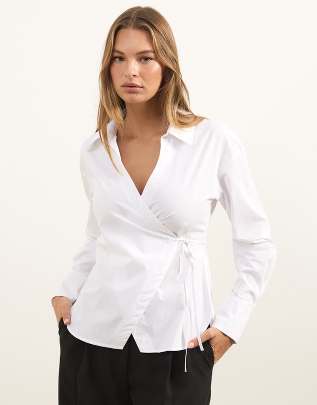 Atmos&Here - Kitt Cinched Waist Tie Wrap Shirt