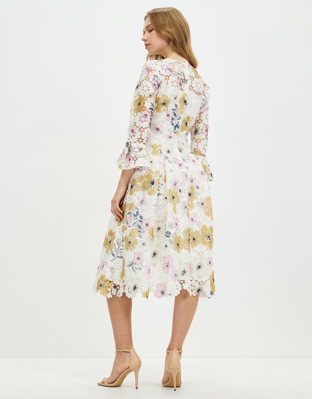 Pink Ruby - Night Flower Bell Sleeve Dress