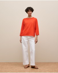 Trenery - Cotton Silk Crew Knit in Fiesta Red