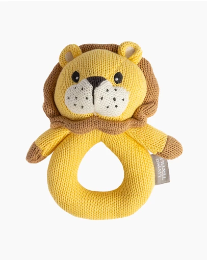 Living Textiles - Knitted Ring Rattle - Leo the Lion