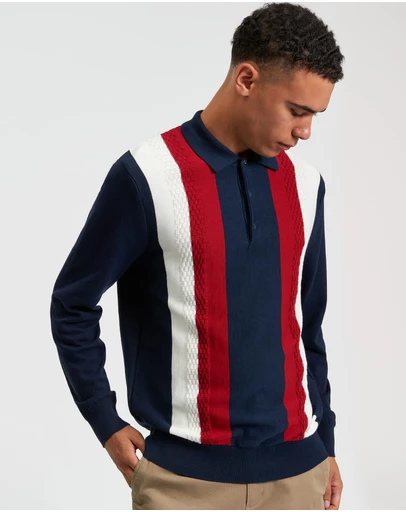 Ben Sherman - Long Sleeve Vertical Stripe Polo