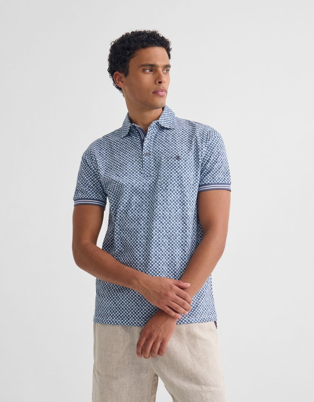 Oxford - Milo Printed Jersey Polo With Pocket
