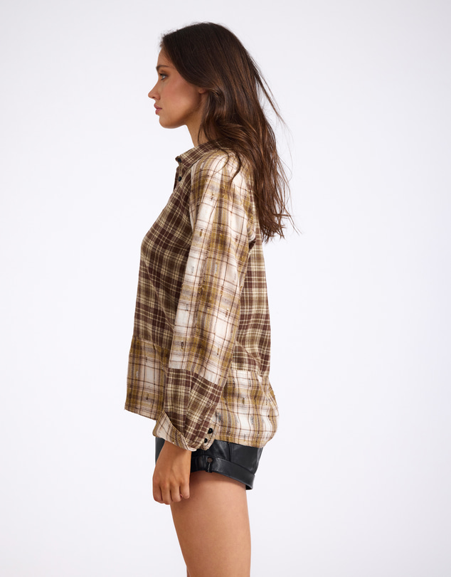 ONE TEASPOON - Rodeo Rust Patchwork Flannel Shirt