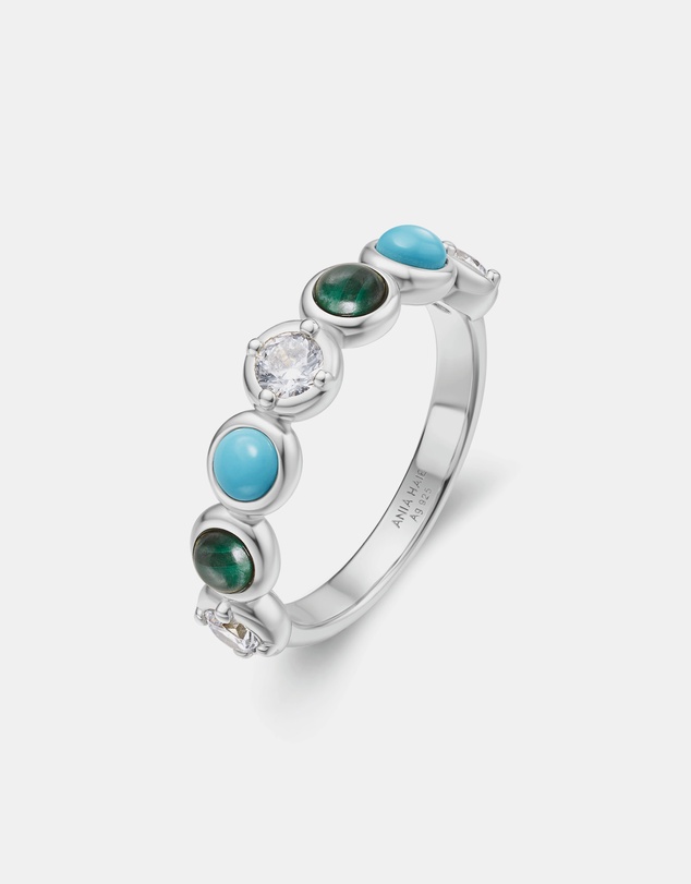 Ania Haie - Ania Haie Silver Bezel Malachite and Lab Created Turquoise Ring