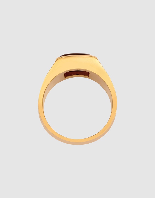 Kuzzoi - ICONIC EXCLUSIVE - Tiger's Eye Signet Ring with in Gold-Plated 925 Sterling Silver