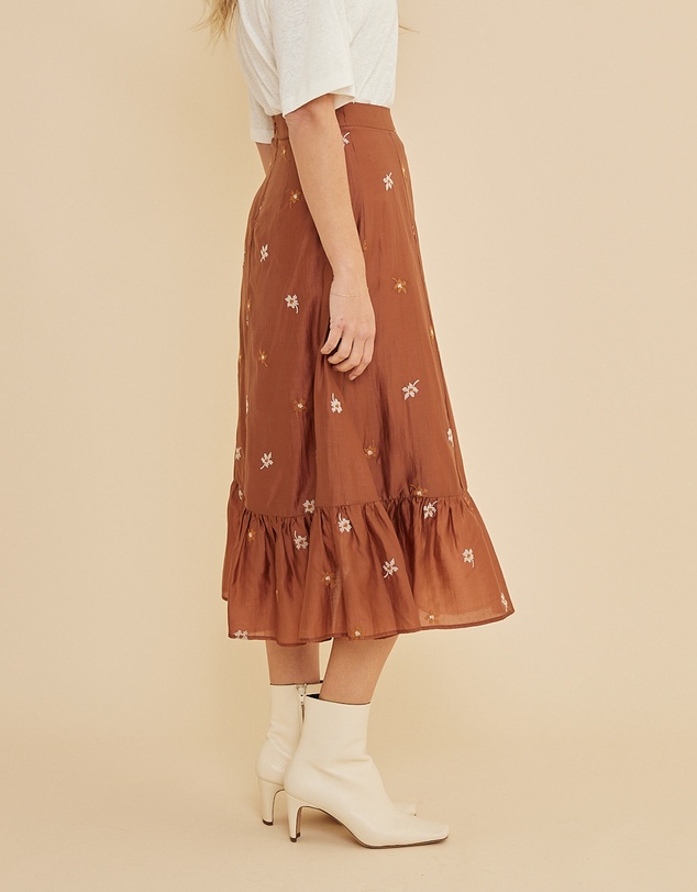 Amelius - Monique Cross Stitch Midi Skirt